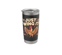 Just Wing It Chicken Lover Farm Pun Stainless Steel Insulated Tumbler