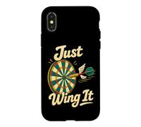 Just Wing It Comic Dartboard Darts Humor Case for iPhone X/XS