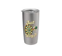 Just Wing It Comic Dartboard Darts Humor Stainless Steel Insulated Tumbler