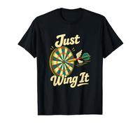 Just Wing It Comic Dartboard Darts Humor Value Graphic T-Shirt