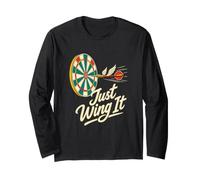 Just Wing It Darts League Flying Dart Joke Long Sleeve T-Shirt