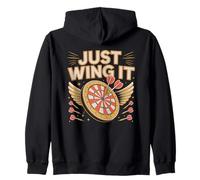 Just Wing It Darts Player Dartboard Pun Zip Hoodie