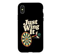 Just Wing It Funny Dart Player Bullseye Case for iPhone X/XS