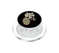 Just Wing It Funny Dart Player Bullseye PopSockets PopGrip for MagSafe