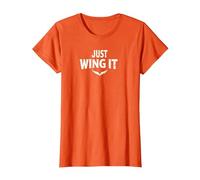 Just Wing It: Motivational Angel Wings T-Shirt, Women, Orange, Medium
