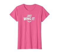 Just Wing It: Motivational Angel Wings T-Shirt, Women, Pink Heather, X-Small