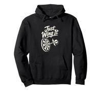 Just Wing It Winged Dart Pub Humor Pullover Hoodie