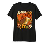 Just Winging It Groovy Retro Thanksgiving Turkey Meme Design Premium T-Shirt