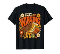 Just Winging It Groovy Retro Thanksgiving Turkey Meme Design Value Graphic T-Shirt
