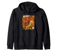 Just Winging It Groovy Retro Thanksgiving Turkey Meme Design Zip Hoodie