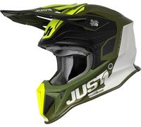 Just1 J18 Pulsar Army Limited Edition Motocross Helmet, black-white-green, size L for Men