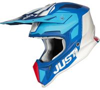 Just1 J18 Pulsar Motocross Helmet, white-red-blue, size L for Men