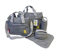 just4baby 5pcs Waterproof Grey Large Baby Nappy Diaper Changing Bags Bag Set Multi Sections Mat 508