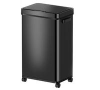 just4baby Extra Large 68L Capacity Deluxe Sensor Rubbish Bin with Wheels & Breaks Hands Free Touchless Automatic Motion Sensor Bin Brushed Stainless Steel or BLACK, 68 Litre (ZN68B-Black)