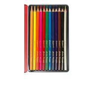 just4baby Oil Based Coloured Pencils Professional, Beginner Artist, Student, Adult, Children Craft Painting Drawing Colouring Sketching Red Tin Box Assorted colours (12)
