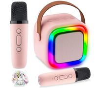 Just4Fun Kids Karaoke Machine, Girl Toys Portable Bluetooth Mini Karaoke Machine with 2 Wireless Microphone, Karaoke Toys for 4 5 6 7 8 9 10 11 12 Year Old Birthday Gifts, Party Games