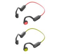 JusTalk 2 Pack Kids Bluetooth Headphones Wireless Earbuds, Open Ear Headphones for Kids, Internal Mic, IPX5 Waterproof, 30g Lightweight & Robust, Air Conduction,85dB Hearing Protection (Red & Green)