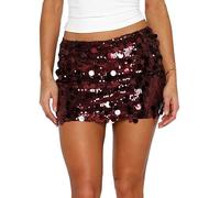 Justalwart Women's Sequin Skirt Sparkle Stretchy Bodycon Mini Party Glitter Skirts