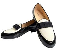 Justar Men's Leather Loafers Belgian Formal Dress Shoes with Bowtie Flats Slip-On Tuxedo Smoking Slippers (White, UK_Footwear_Size_System, Adult, Men, Numeric, Medium, Numeric_10)