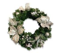 JustArtificial Artificial Glitter Christmas Wreath Ring - 40cm, Silver