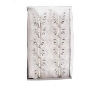 JustArtificial Mesh Glittered Clip On Butterflies - 8cm, White, Tray of 12