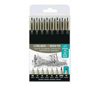 JustArtsCrafts Fineliner 8pc Set | 6 x Fine Liner Pens,1 Brush Pen + FREE PN, RT-PIG8F-SDK8S-JAC
