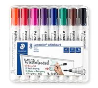 JustArtsCrafts Pack of 8 x Premium Bullet Tip Whiteboard Marker Set - Assorted Colours Quick-Drying Locked Tip Design Drysafe Technology