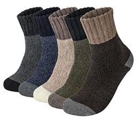 Justay 5Pcs Men Winter Merino Wool Socks Thermal Thick Wool Socks Warm Breathable Knitting Cotton Thermal Athletic for Hiking Trekking Gift for Man Mixed Color UK 6-12