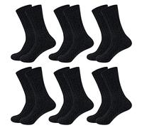 Justay Comf 6Pcs Men Winter Merino Wool Socks Thermal Thick Wool Socks Warm Breathable Knitting Cotton Socks for Hiking Trekking Gift for Women Men Black UK6-12 (Black)