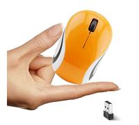 Justdfine Mini Portable Wireless Mouse for Business Trips, Small Ergonomic Quiet Mice, 2.4G USB, 1600 DPI for Kids, Small Hands, for Windows/iOS/Android Laptop/PC, Mac Orange