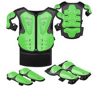 JUSTDOLIFE Motorcycle Protective Jacket Set Motorcycle Gear for Kids with Knee Pads Elbow Pads Racing Bib for Outdoor Sports 4/6/8/10/12/14 Years (Green)