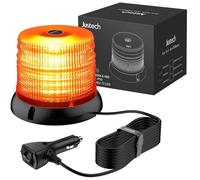 Justech 12/24V Flashing Beacon 40W 40 LED Emergency Warning Strobe Light 7 Flash Modes Waterproof with Magnetic Base for Truck Vehicle (Amber Lens, Amber Light, 72 LED, with 5M Cable)