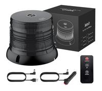 Justech 12/24V Flashing Beacon 40W 40 LED Emergency Warning Strobe Light 7 Flash Modes Waterproof with Magnetic Base for Truck Vehicle (Smoke Lens, Amber Light, 72 LED,No Cable)