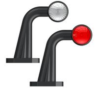 Justech 2PCS 12LED Trailer Side Rubber Elbow Marker Light Red/White 12/24V