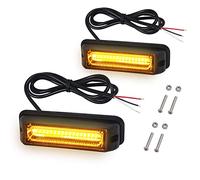 Justech 2PCS 9CM COB Strobe Light - Super Bright Amber Flashing Beacon, 16 Modes, 12V/24V Universal Hazard Warning Light Kit with Pre-Wired Control Box for Car Truck Van