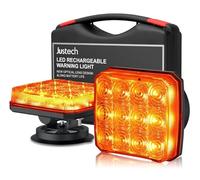 Justech 2pcs Wireless LED Warning Lights Magnetic Rechargeable Emergency Strobe Lights Amber Flashing Lights Warning Beacon Light for Trucks Bus Tractor Oversize Trailer