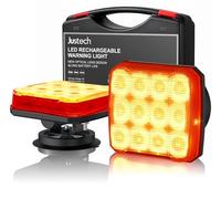 Justech 2pcs Wireless LED Warning Lights Rechargeable Emergency Strobe Lamp Magnetic Warning Beacon Light Amber Flashing Lights for Trucks Bus Tractor Oversize Trailer