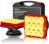 Justech 2PCS Wireless Magnetic Warning Lights - Rechargeable Amber Strobe Beacon for Vehicles, Portable Hazard Lights with 18 Modes & IP65 for Trucks Trailers Oversized Loads