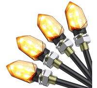 Justech 4Pcs Micro Motorcycle Indicators 5LED 12V Universal IP65 Waterproof | 3528 5LEDs Amber Motorbike Indicator Turn Signal Light M8 with E24 E-mark Super Bright for Motorcycle Scooter Off Road