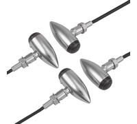 Justech 4PCS Motorcycle Amber Bullet-Shaped Indicators Motorbike Turn Signal Lights Blinker Lights Front Rear Lights Universal for Motorcycle Scooter Quad Off Road-Silver