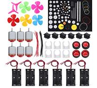 Justech 6 Set DC Motor Kit - Mini Electric Motor1.5-3V 24000RPM with 86pcs Plastic Gears, 6 x AA Battery Holder Motor Mounting Bracket Boat Rocker Switch and Shaft Propeller for DIY Science Projects