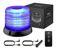 Justech 72 LED Blue Wireless Emergency Warning Flash Light Rotating Beacon Light Waterproof Strobe Light Rechargeable 6 Flash Modes with Magnet Base for Cars Trucks Vehicle