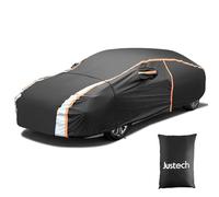 Justech Car Cover 210D Door Full Car Covers Waterproof Breathable for All Weather with Mirror Pocket & Reflective Strips Fit for Audi A4/A5, Tesla Model 3, BMW 3 Series, Mercedes C Class etc