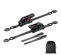 Justech Retractable Ratchet Straps (2-Pack) 3.5m x 25 mm-1411 lbs Break Strength, Heavy Duty Auto Ratchet Tie Down Straps with Soft Loops & Storage Bag for Motorcycle, Truck, Trailer, Cargo Van, Boat