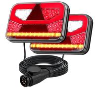 Justech Trailer Rear Light 12-30V LED Tail Light IP65 Waterproof with 13 Pin Plug with 5m Cable for Enclosed Caravan and Boat Trailer,Incompatible with Halogen Bulbs