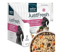 JustFoodForDogs JustFresh Home-Cooked Pork Dog Food with No Preservatives, Resealable Package, Human Grade Wet Dog Food, 12 oz - 7 Pack