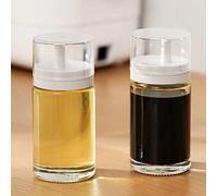 JUSTFULYNN 2 Pack Olive Oil and Vinegar Dispenser Bottle Set for Kitchen Small Glass Leak-Proof No Drip BPA Free Cooking Oil Container 3.38oz