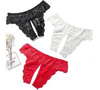 Justgoo Womens Sexy Thongs Lace Panties Underwear Low Rise Plus Size Underpants Pack of 1-5, 3pack, XL