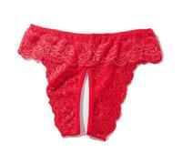 Justgoo Womens Sexy Thongs Lace Panties Underwear Low Rise Plus Size Underpants Pack of 1-5, Red-1pack, S