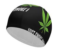 JustGreen Weed Leaf (1) Fashion Swim Cap for Women Men Unisex High Elasticity Swimming Caps to Keep Hair Dry